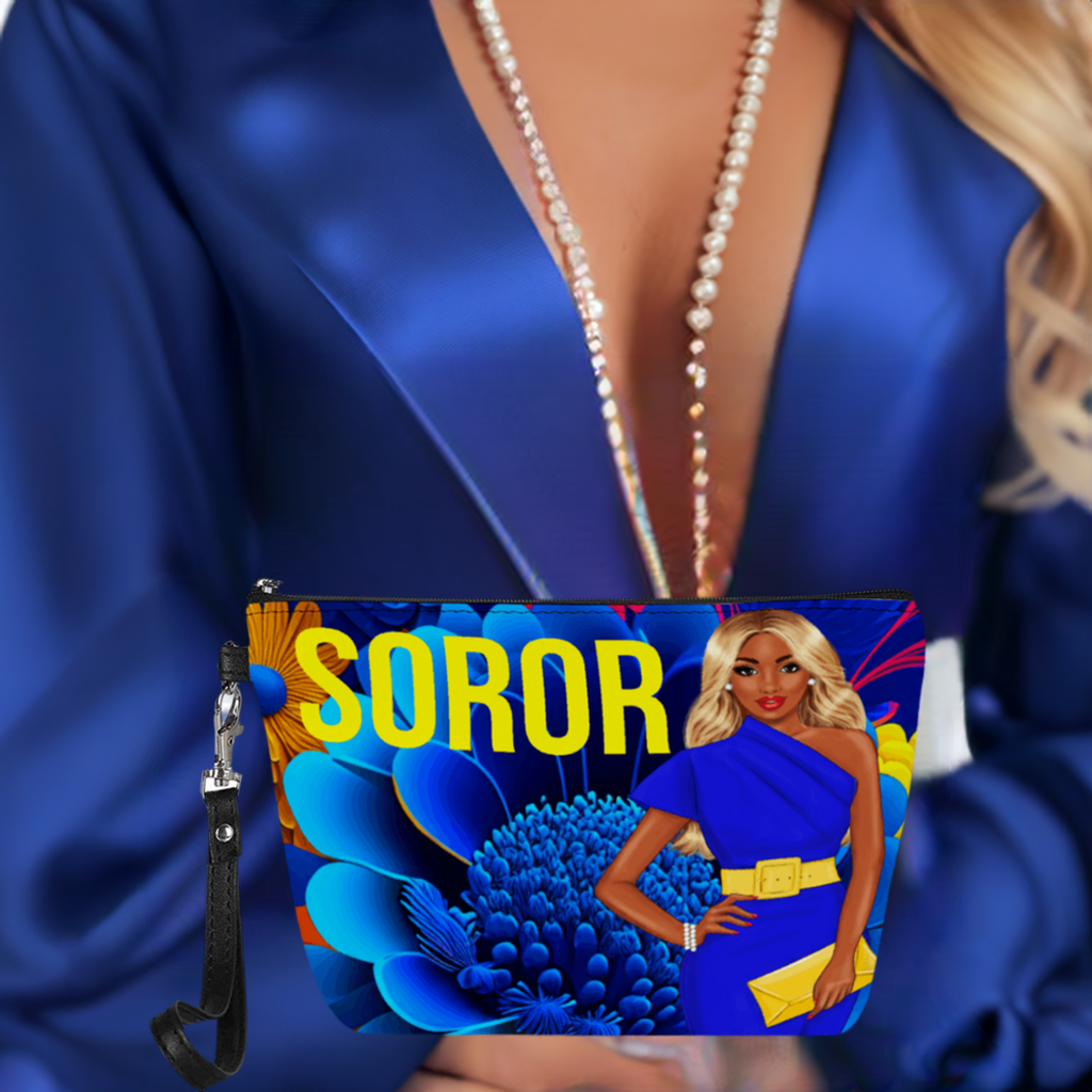 "Embrace Sisterhood in Style with the Exquisite Blue & Gold Sorority Collection: SGRHO Luggage and Duffel Bags"