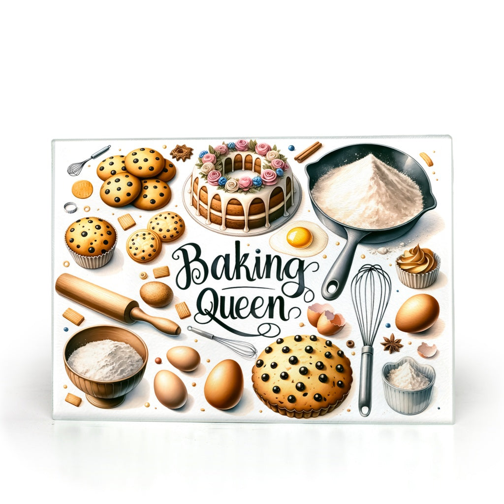 Baking Queens Pastries Glass Cutting Boards