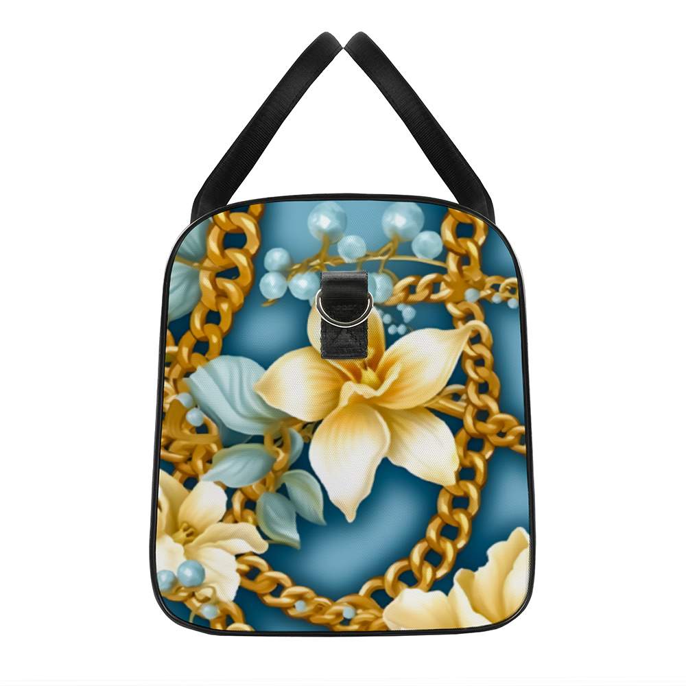 Teal & Cream Large Travel Luggage Gym Bags Duffel Bags