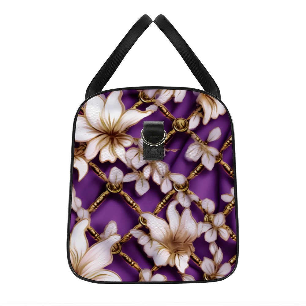 Purple, White & Gold Chain Travel Luggage Gym Bags Duffel Bags
