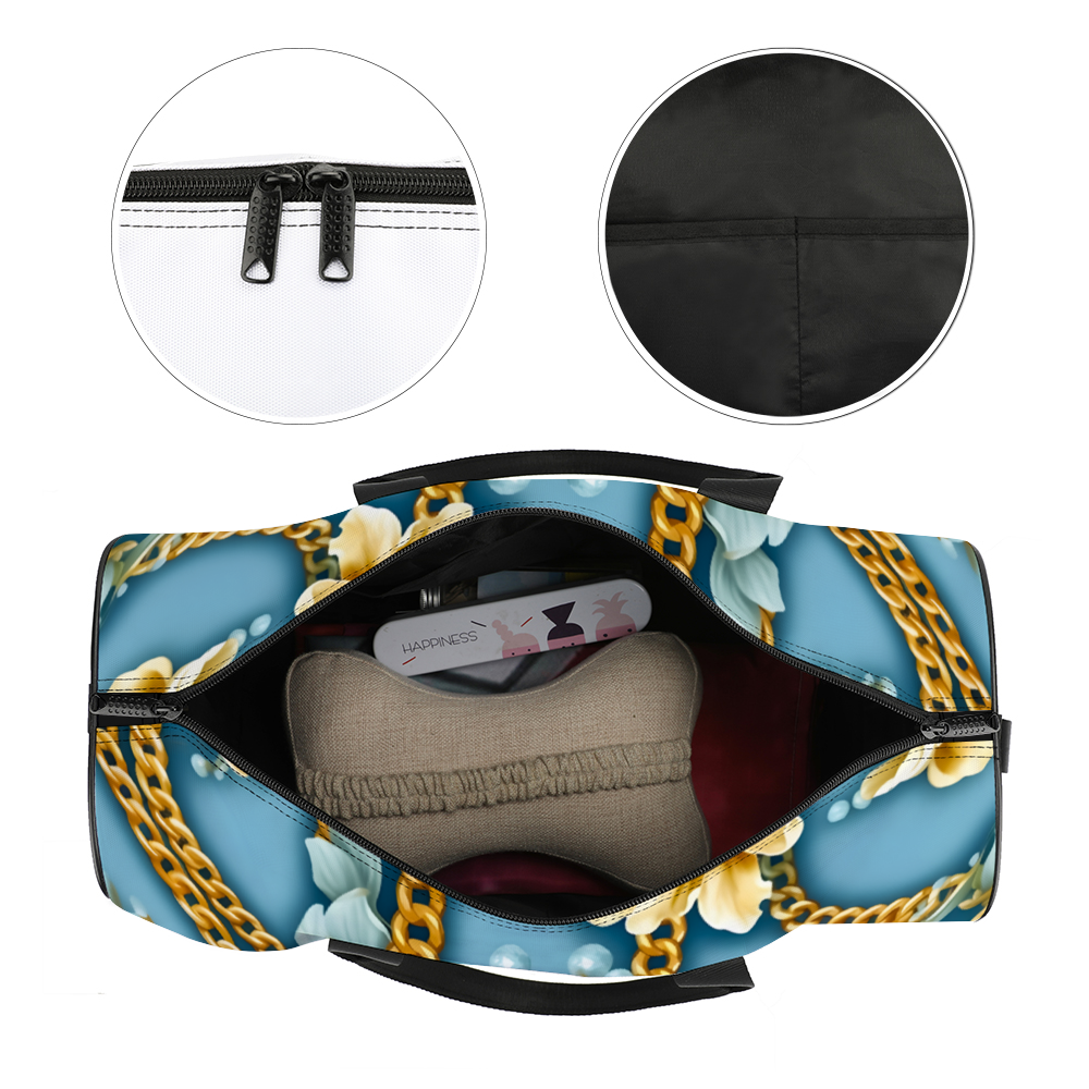 Teal & Cream Large Travel Luggage Gym Bags Duffel Bags