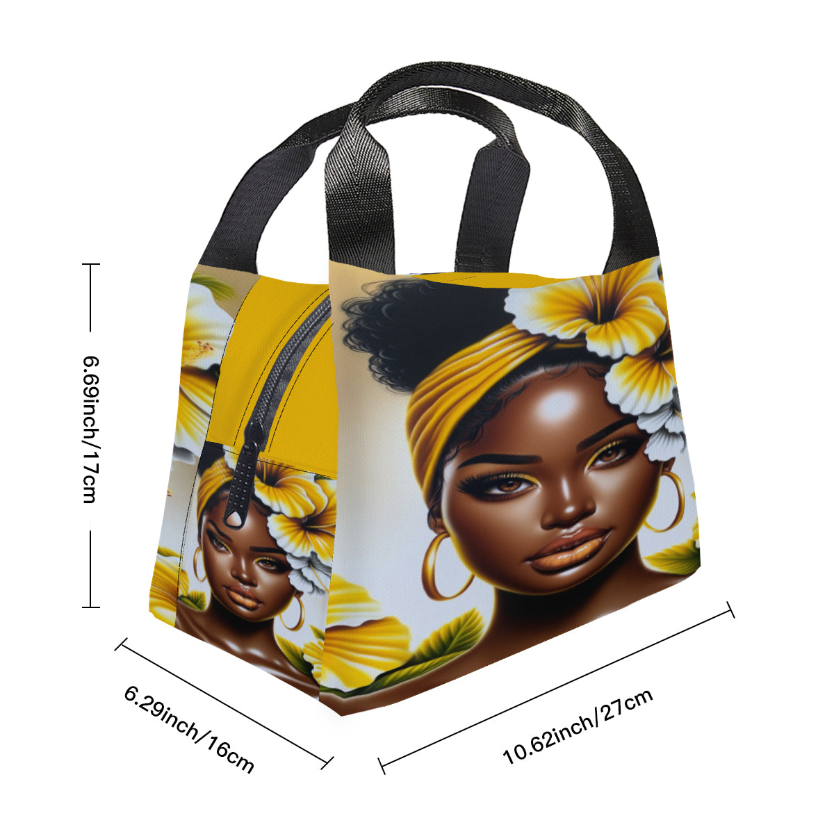 Yellow Sunshine Lunch Bag, Custom Lunch Bag, African American Women