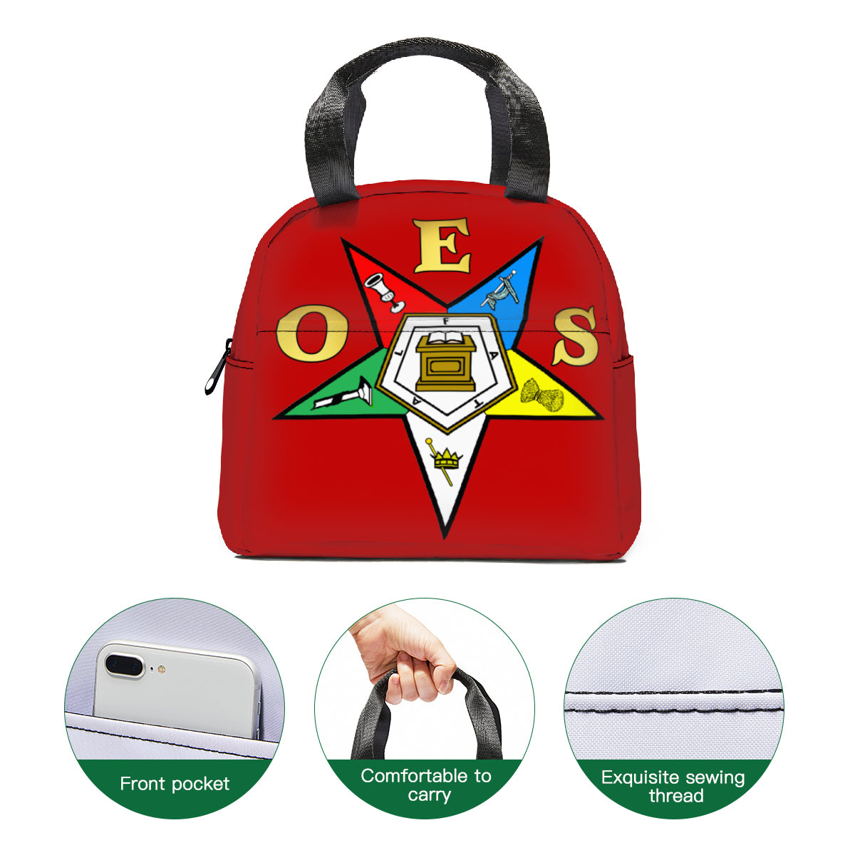 OES Star Red Lunch Bag, Sorority, Sisterhood,  Hot/Cold, Customized
