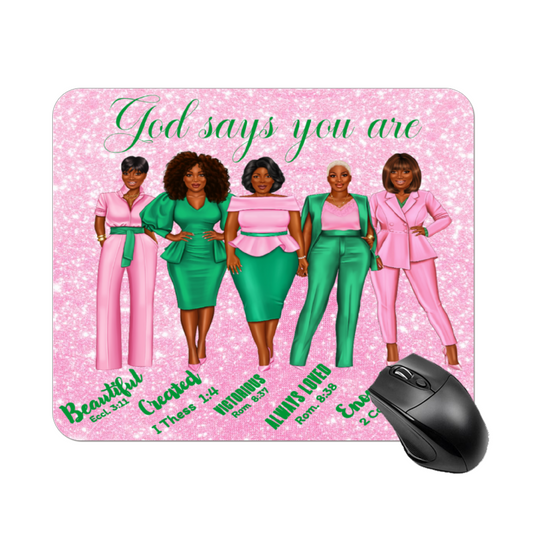 Pink & Green AKA, Sorority Non-slip Waterproof Mouse Pad 9.8" x 11.8" | ThisNew