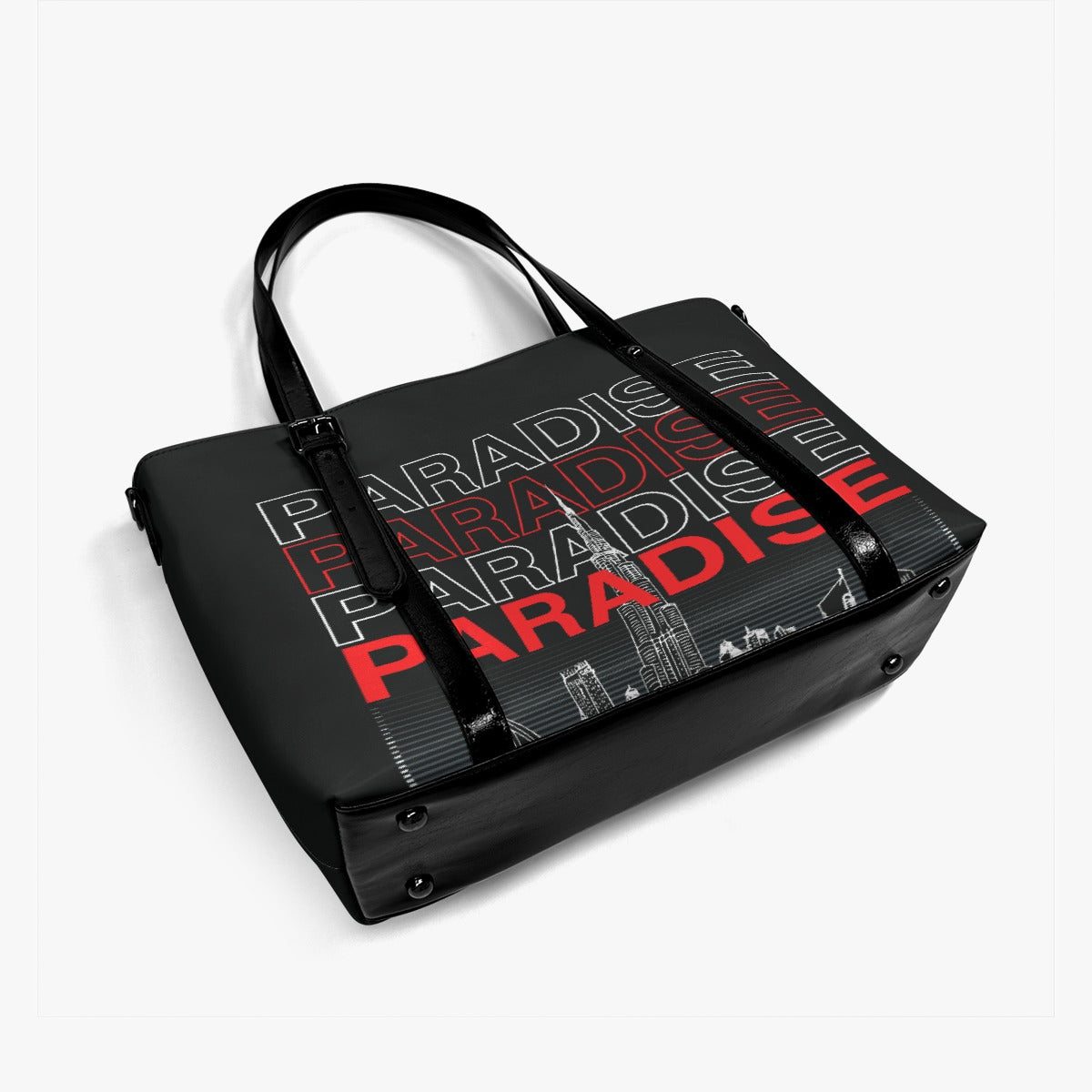 Black & Red Paradise Women's Tote Bag With Adjustable Handle, Large Travel Bag, Duffel