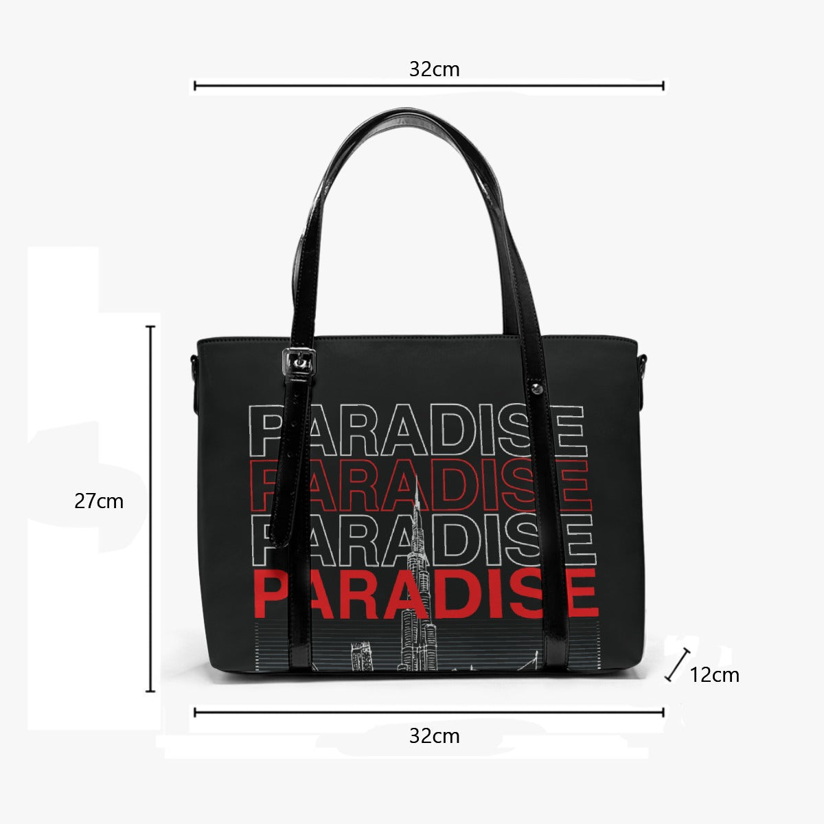 Black & Red Paradise Women's Tote Bag With Adjustable Handle, Large Travel Bag, Duffel