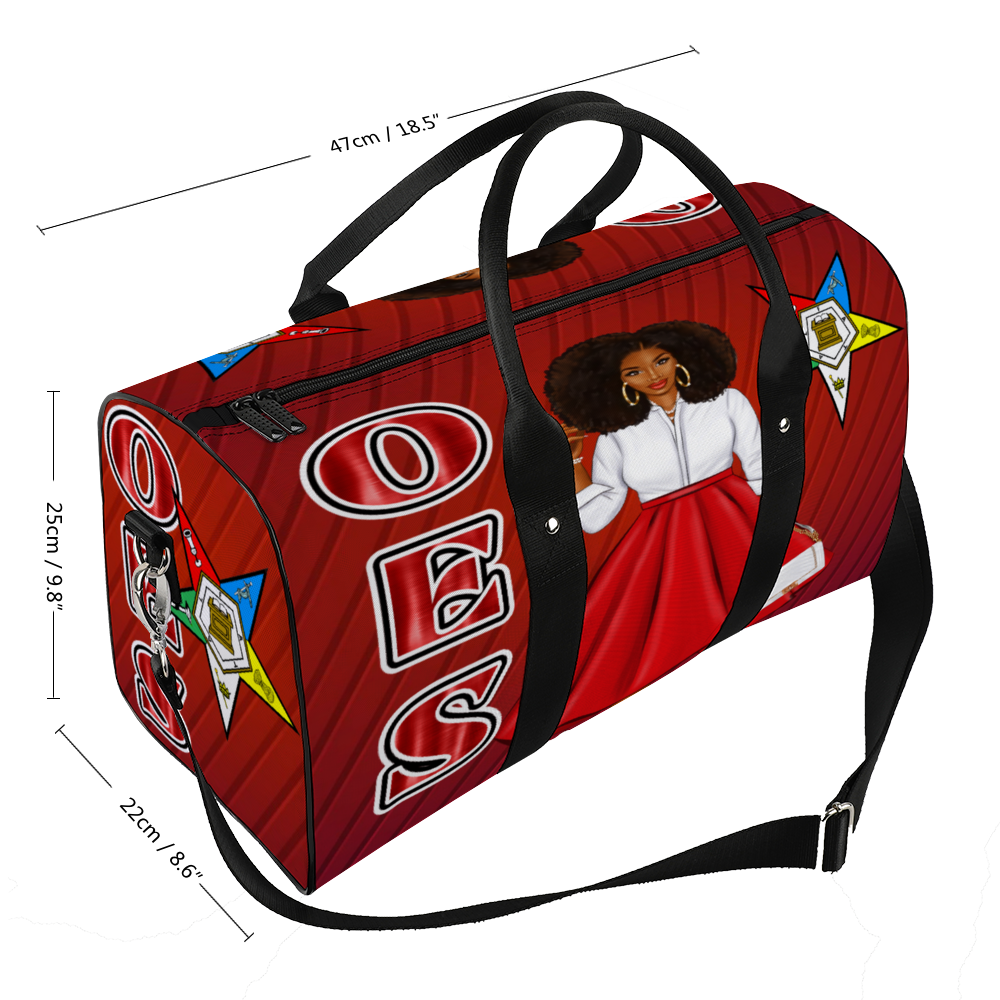 image OES Red Large Travel Luggage Gym Bags Duffel Bags, Order of Eastern Star, Masonic, Soror, Sisterhood