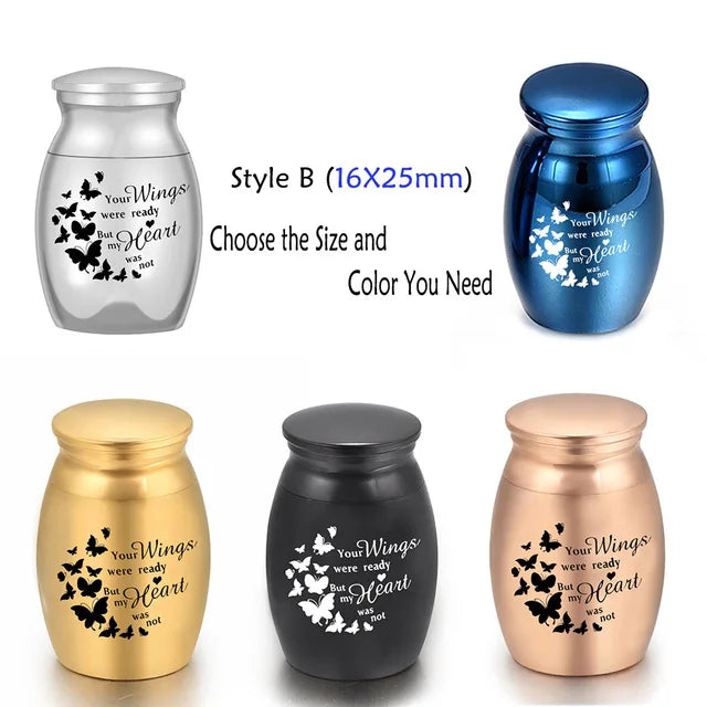 Angel Wings Small Urns for Human Ashes Holder Mini Cremation Urns for Ashes Alloy Metal Memorial Pet Dog Cat Bird Ash 5 Colors