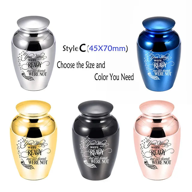 Angel Wings Small Urns for Human Ashes Holder Mini Cremation Urns for Ashes Alloy Metal Memorial Pet Dog Cat Bird Ash 5 Colors
