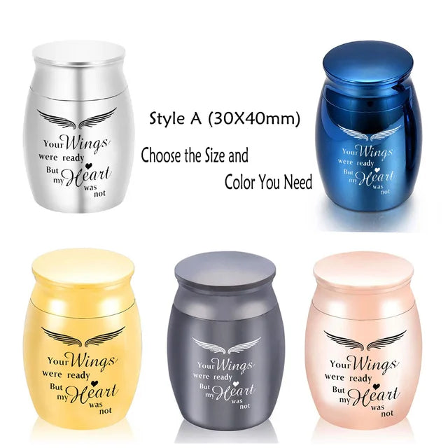 Angel Wings Small Urns for Human Ashes Holder Mini Cremation Urns for Ashes Alloy Metal Memorial Pet Dog Cat Bird Ash 5 Colors