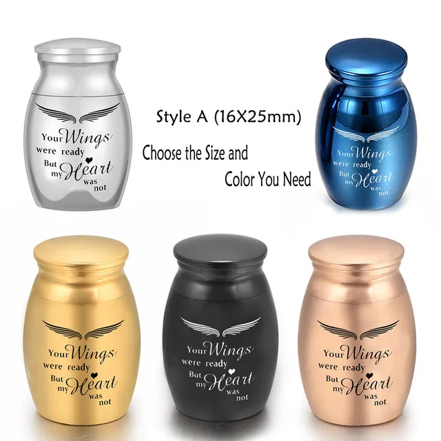 Angel Wings Small Urns for Human Ashes Holder Mini Cremation Urns for Ashes Alloy Metal Memorial Pet Dog Cat Bird Ash 5 Colors