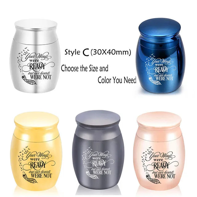 Angel Wings Small Urns for Human Ashes Holder Mini Cremation Urns for Ashes Alloy Metal Memorial Pet Dog Cat Bird Ash 5 Colors