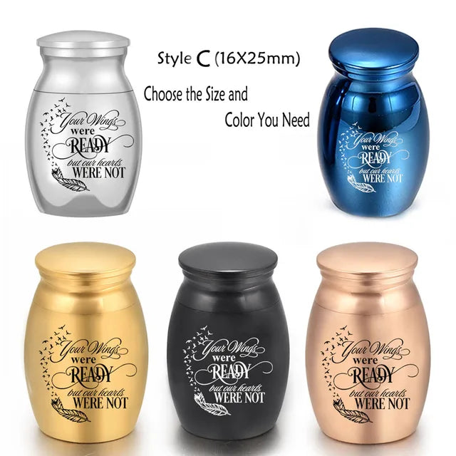Angel Wings Small Urns for Human Ashes Holder Mini Cremation Urns for Ashes Alloy Metal Memorial Pet Dog Cat Bird Ash 5 Colors