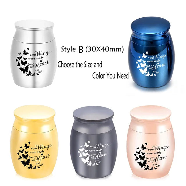 Angel Wings Small Urns for Human Ashes Holder Mini Cremation Urns for Ashes Alloy Metal Memorial Pet Dog Cat Bird Ash 5 Colors