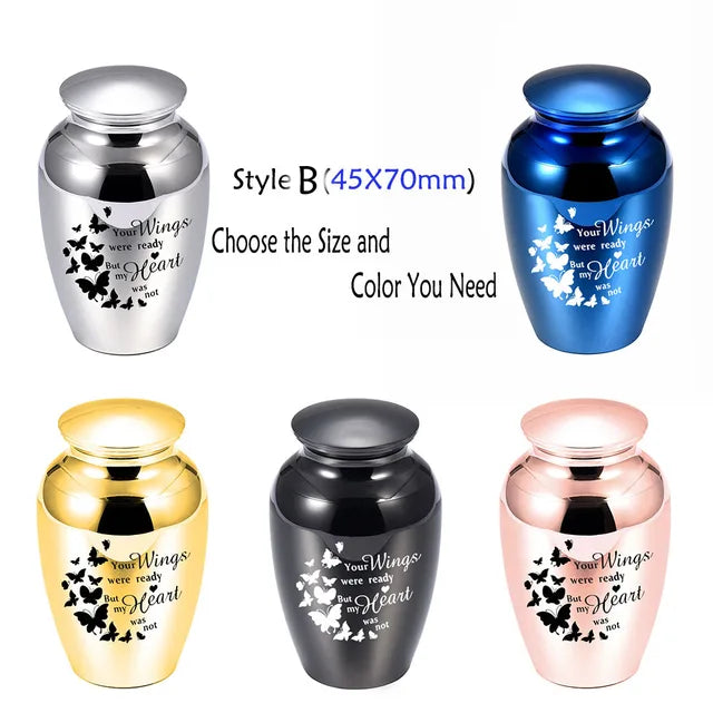Angel Wings Small Urns for Human Ashes Holder Mini Cremation Urns for Ashes Alloy Metal Memorial Pet Dog Cat Bird Ash 5 Colors