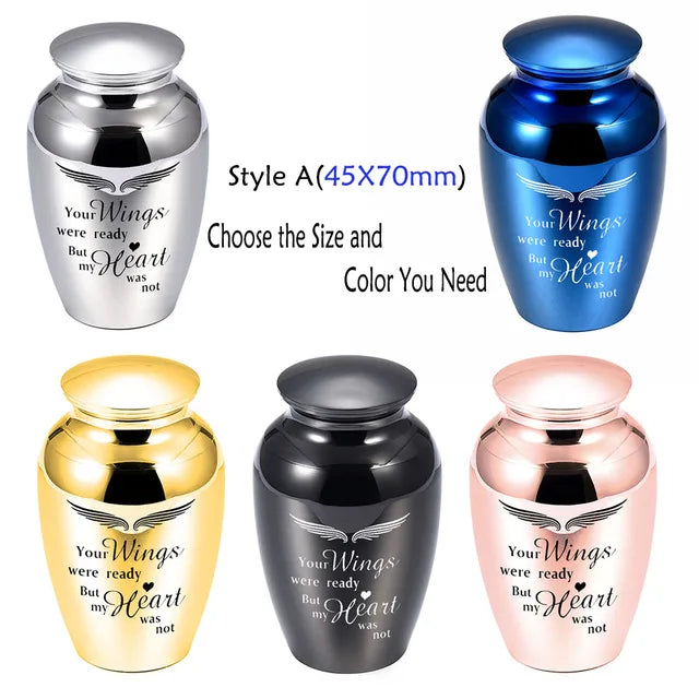 Angel Wings Small Urns for Human Ashes Holder Mini Cremation Urns for Ashes Alloy Metal Memorial Pet Dog Cat Bird Ash 5 Colors