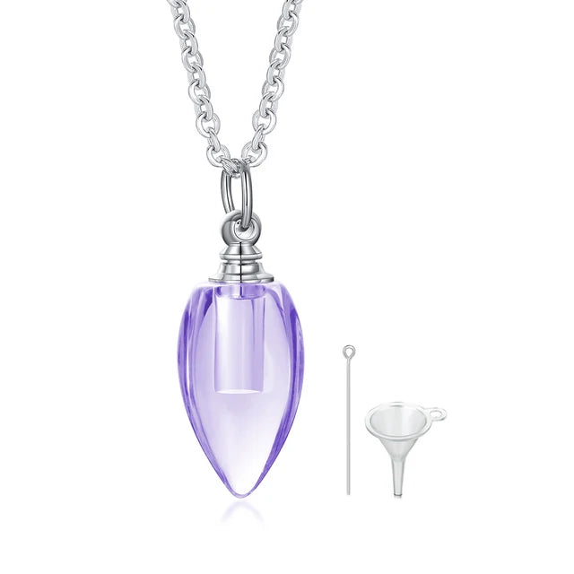 Glass Urn Necklace Pendant for Ashes Cremation , Teardrop Pendant, Pet Ashes Keepsake Dog Cremation Memorial Jewelry