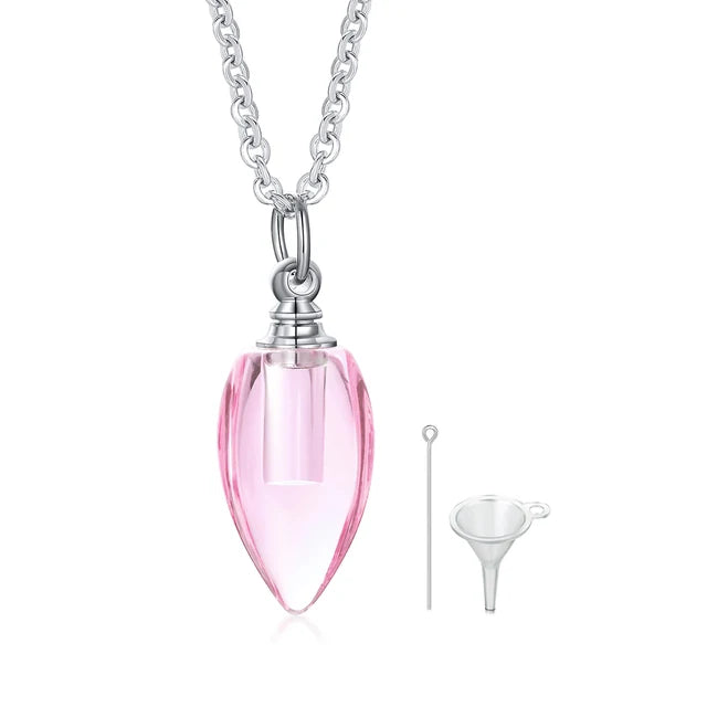 Glass Urn Necklace Pendant for Ashes Cremation , Teardrop Pendant, Pet Ashes Keepsake Dog Cremation Memorial Jewelry