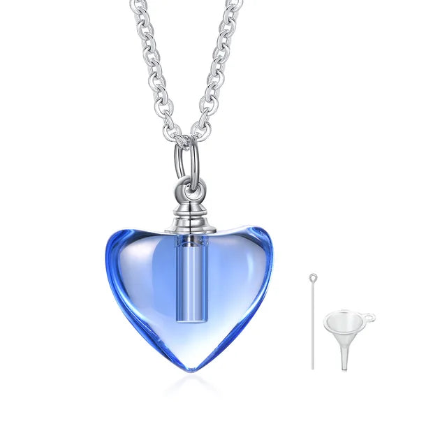 Glass Urn Necklace Pendant for Ashes Cremation , Teardrop Pendant, Pet Ashes Keepsake Dog Cremation Memorial Jewelry