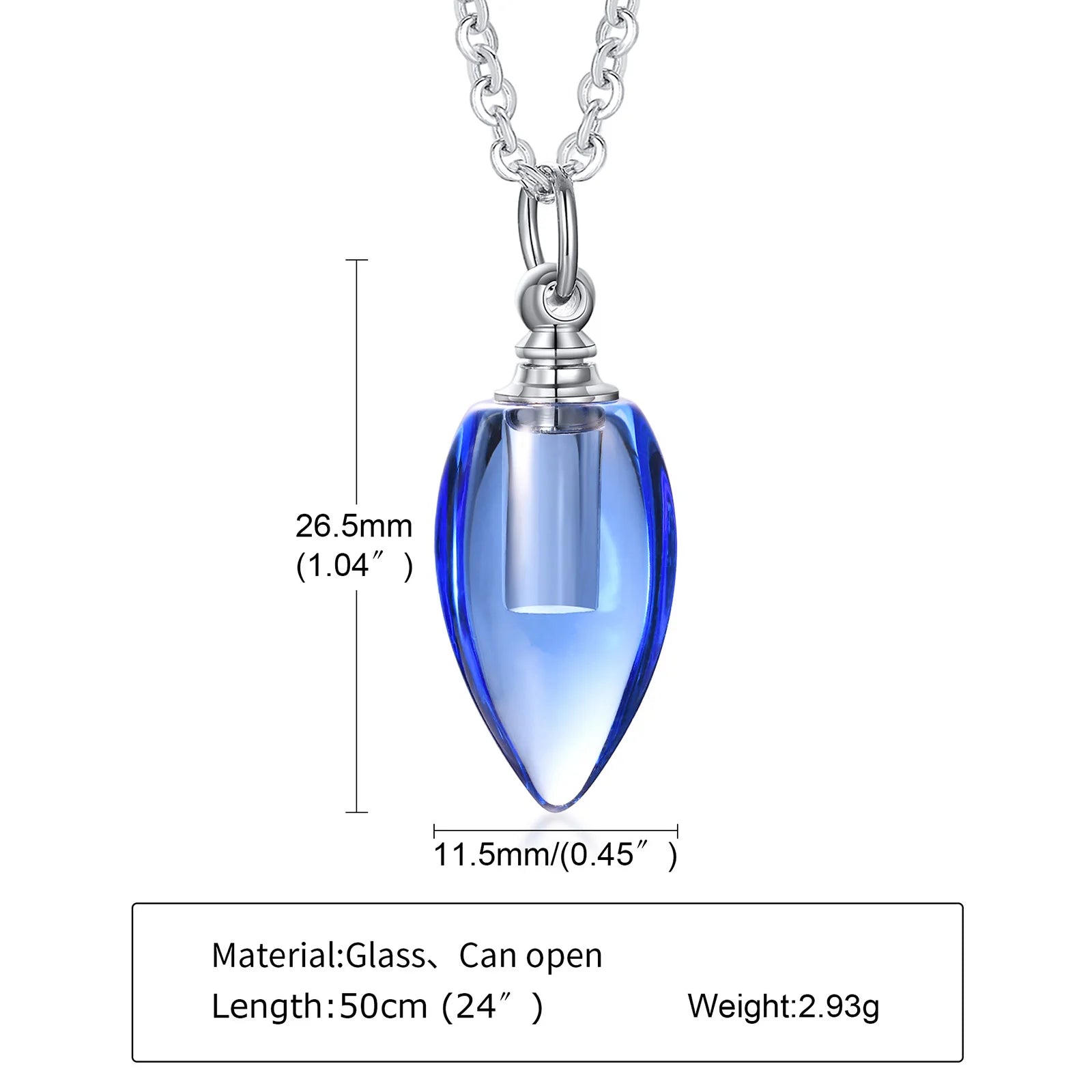 Glass Urn Necklace Pendant for Ashes Cremation , Teardrop Pendant, Pet Ashes Keepsake Dog Cremation Memorial Jewelry