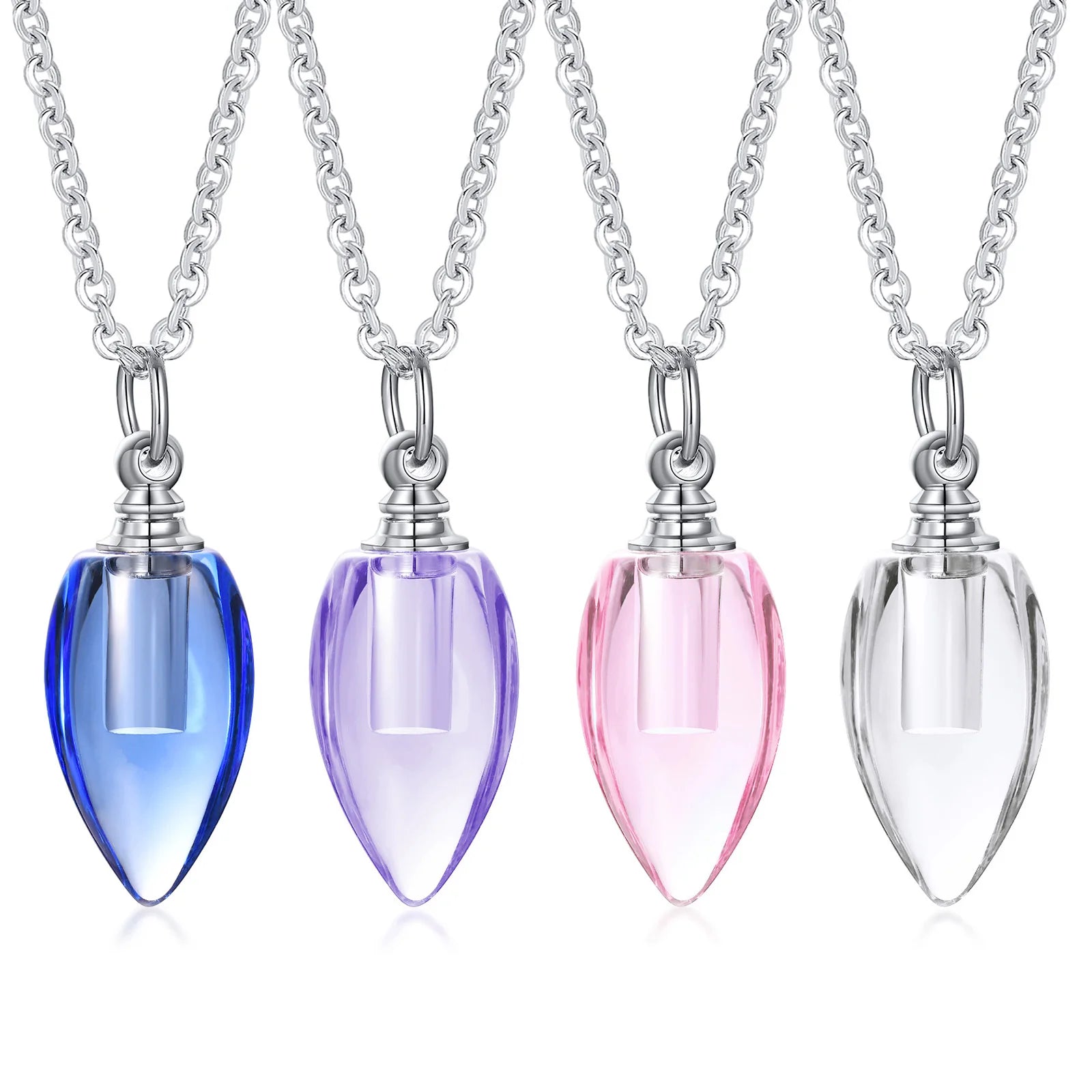Glass Urn Necklace Pendant for Ashes Cremation , Teardrop Pendant, Pet Ashes Keepsake Dog Cremation Memorial Jewelry | Pretty N Pink Hair & More