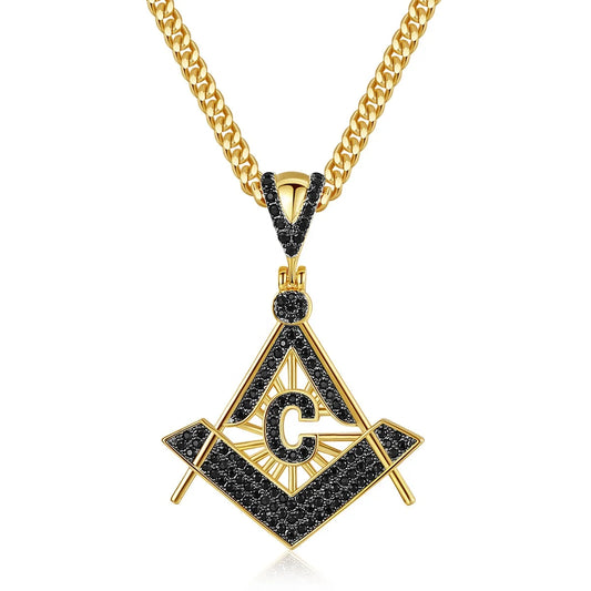 Hip Hop Diamond Jewelry Pendant, Quality Hip Hop Black CZ Masonic Sign Pendant Necklace | Pretty N Pink Hair & More