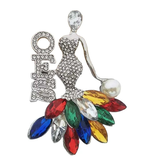 Fashion OES Lady Rhinestones Pin Jewelry A loop On back Can make to Pendant Order of the Eastern Star Girl Brooch | Pretty N Pink Hair & More