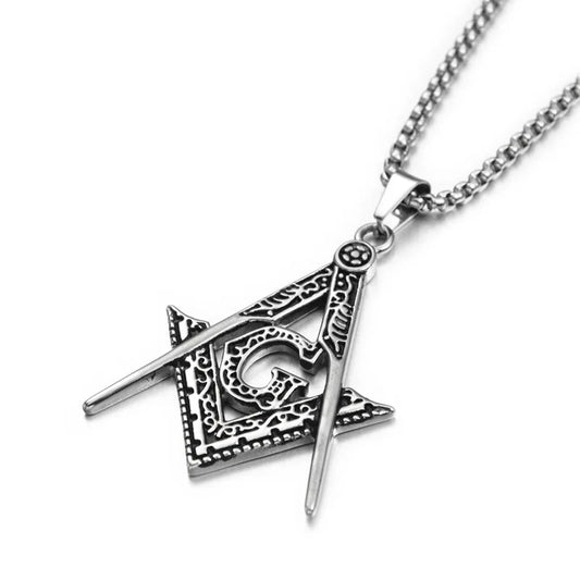 European and American stainless steel necklace men's jewelry wholesale titanium steel G Masonic pendant retro casting | Pretty N Pink Hair & More
