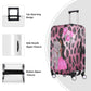 a picture of a pink and black suitcase 