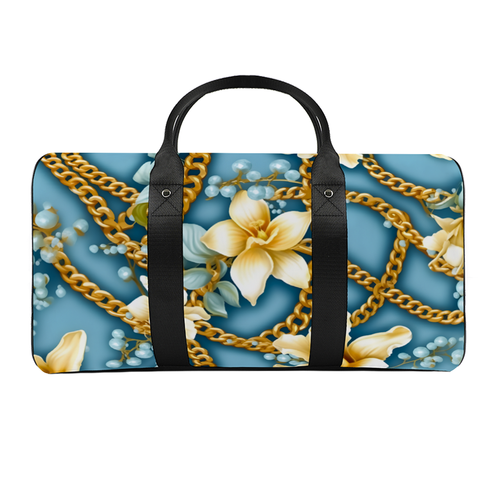 Teal & Cream Large Travel Luggage Gym Bags Duffel Bags
