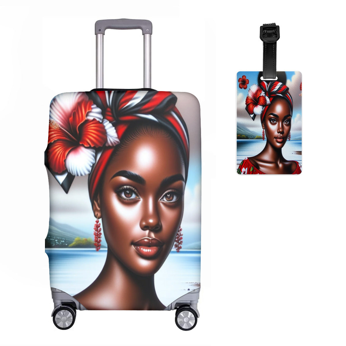 Red Flower Luggage Cover,  carryon bag,
